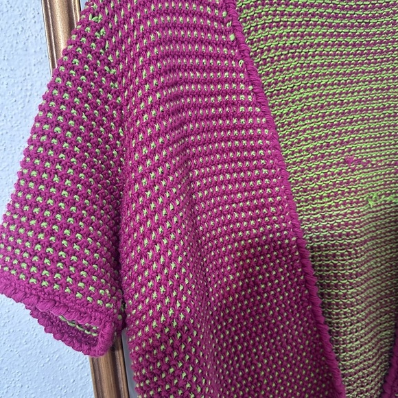 Vintage Handmade Knitted Cardigan Reversible Pink and Green - Picture 4 of 4